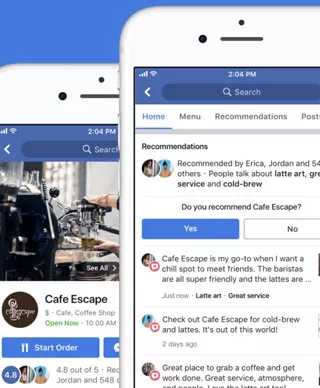 A cafe uses facebook for recommendations