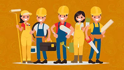 An illustration of many home services workers