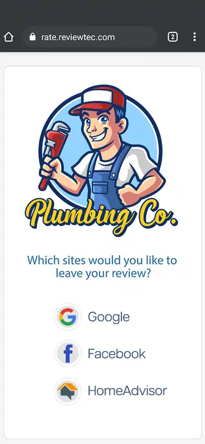 Customer review request screen